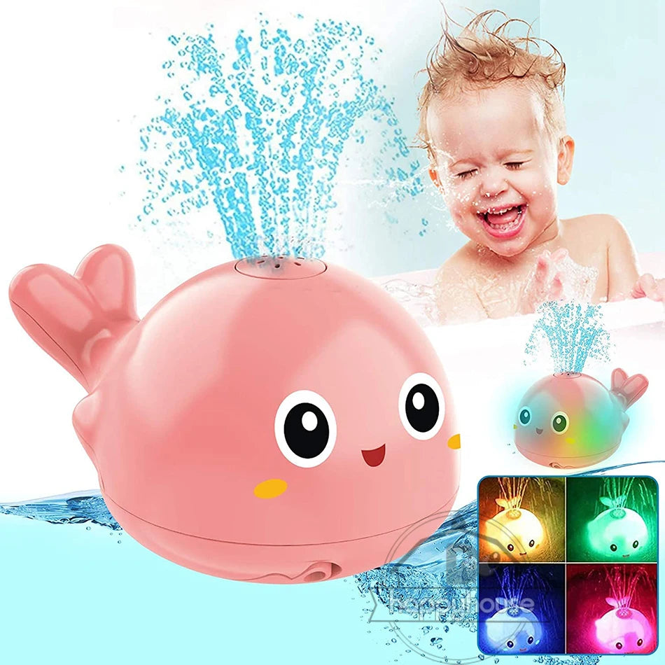 Juguete de baño para bebés / niños , Ballena eléctrica con música ligera, juguetes con luz LED, juguete para bañera