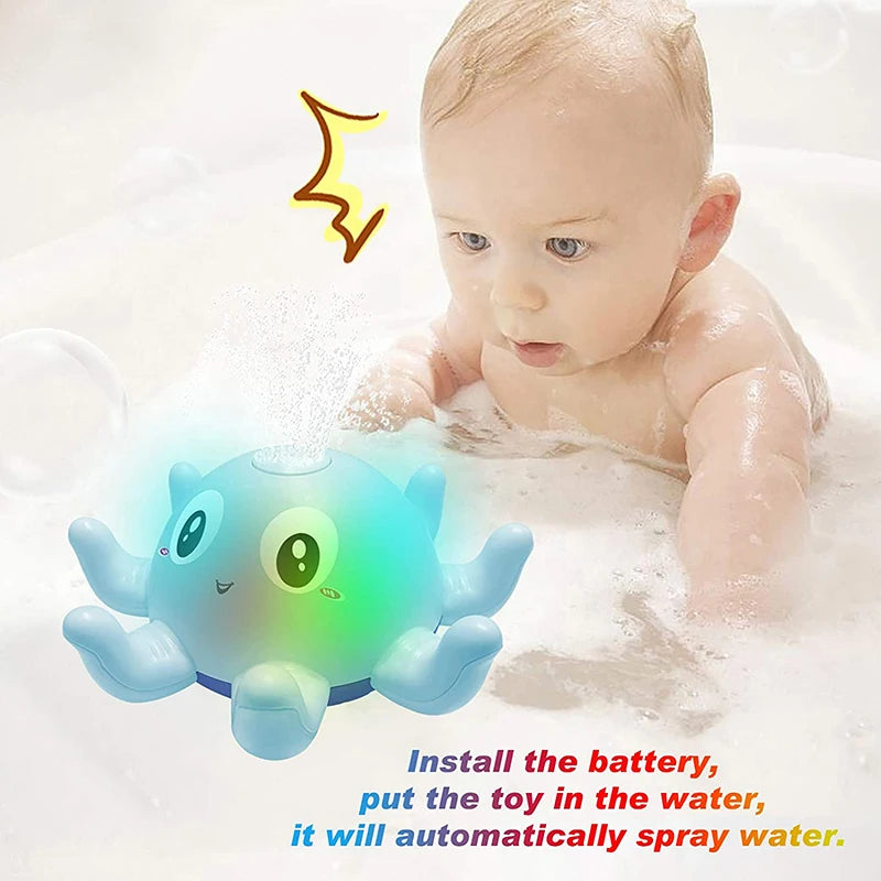 Juguete de baño para bebés / niños , Ballena eléctrica con música ligera, juguetes con luz LED, juguete para bañera