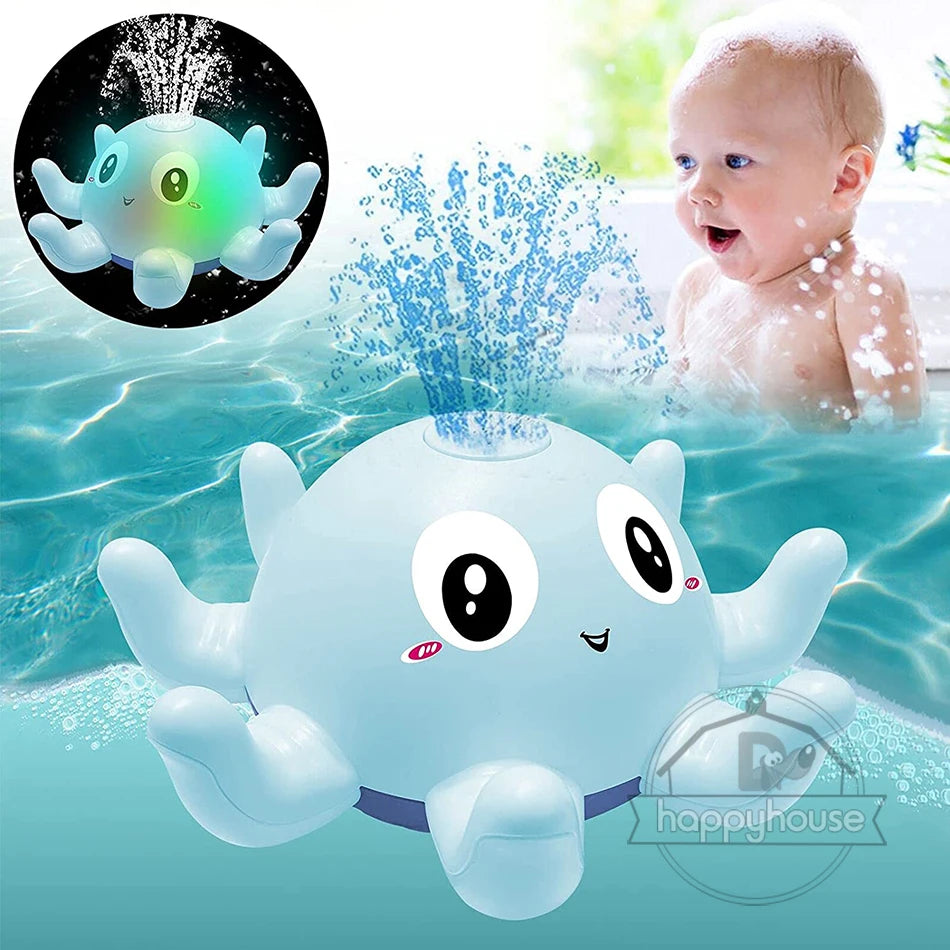 Juguete de baño para bebés / niños , Ballena eléctrica con música ligera, juguetes con luz LED, juguete para bañera