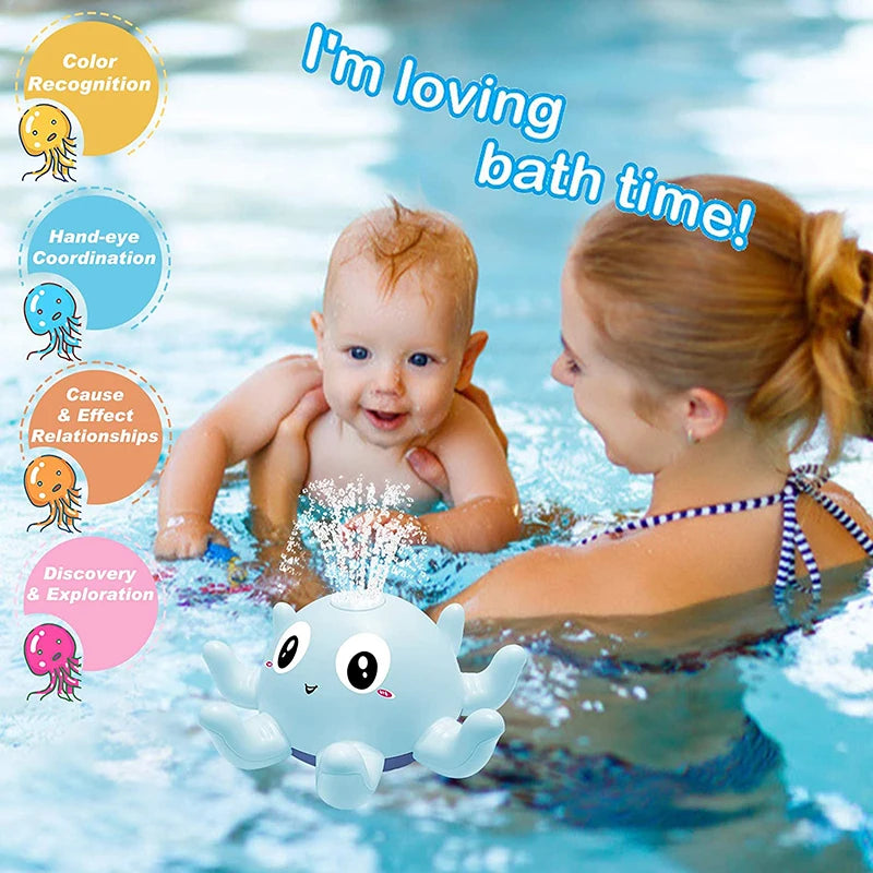 Juguete de baño para bebés / niños , Ballena eléctrica con música ligera, juguetes con luz LED, juguete para bañera