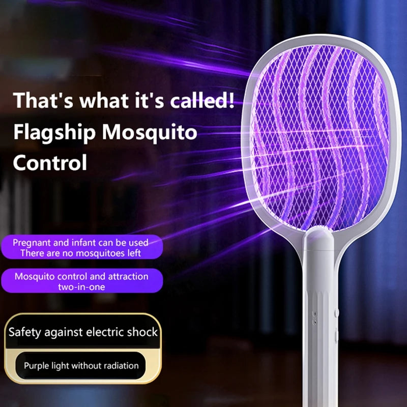 Xiaomi 2 en 1 - matamosquitos eléctrico de mango largo de 3000 V , para uso doméstico , camping , silencioso, portátil, protección de seguridad -2-in-1 silent electric mosquito killer