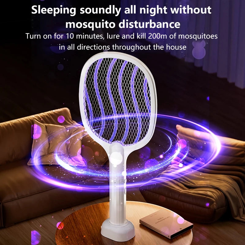 Xiaomi 2 en 1 - matamosquitos eléctrico de mango largo de 3000 V , para uso doméstico , camping , silencioso, portátil, protección de seguridad -2-in-1 silent electric mosquito killer