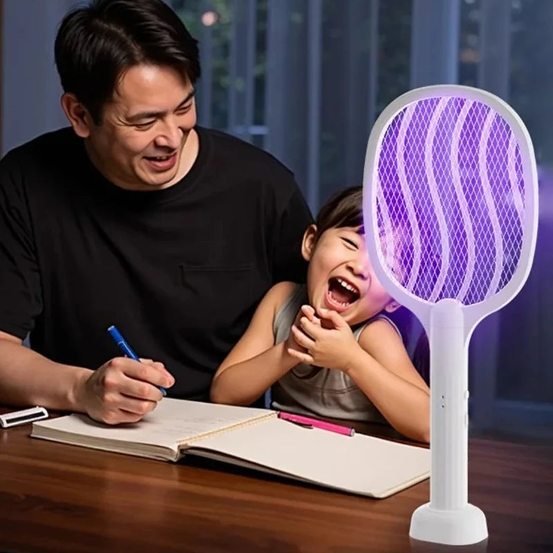 Xiaomi 2 en 1 - matamosquitos eléctrico de mango largo de 3000 V , para uso doméstico , camping , silencioso, portátil, protección de seguridad -2-in-1 silent electric mosquito killer