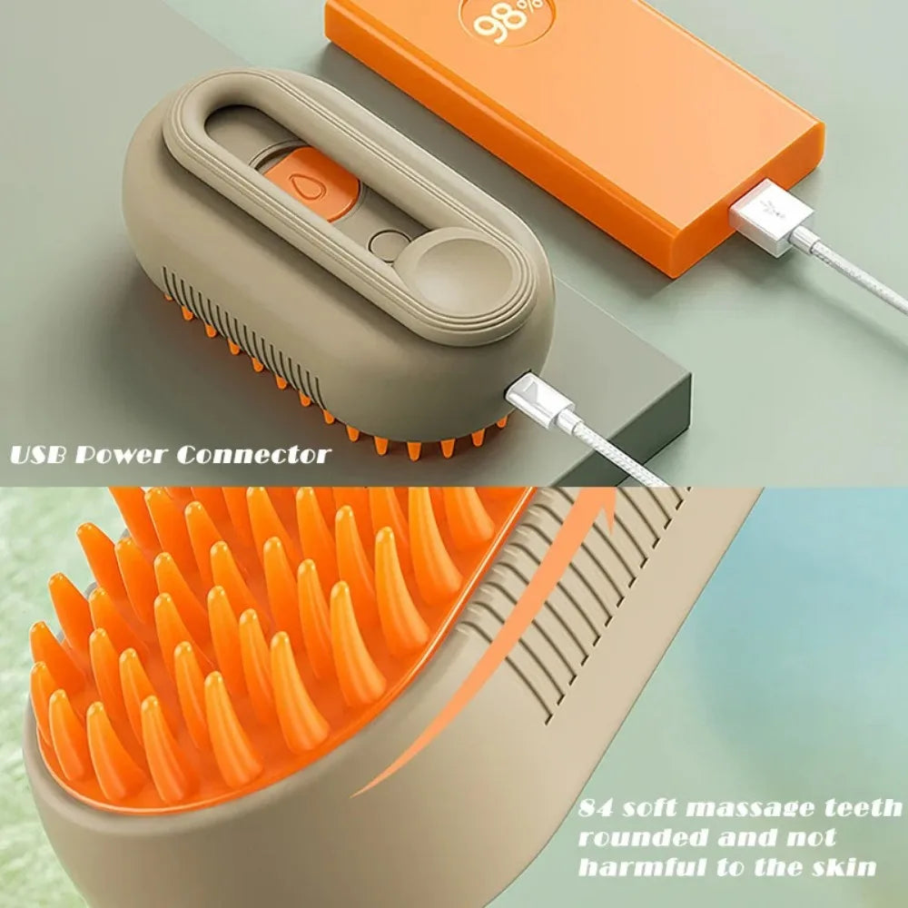 Cepillo de vapor para perros y gatos, pulverizador eléctrico para masaje, herramienta de aseo para mascotas, 3 en 1 Spray eléctrico, peines de masaje - Electric steam brush for dogs and cats, 3-in-1 tool