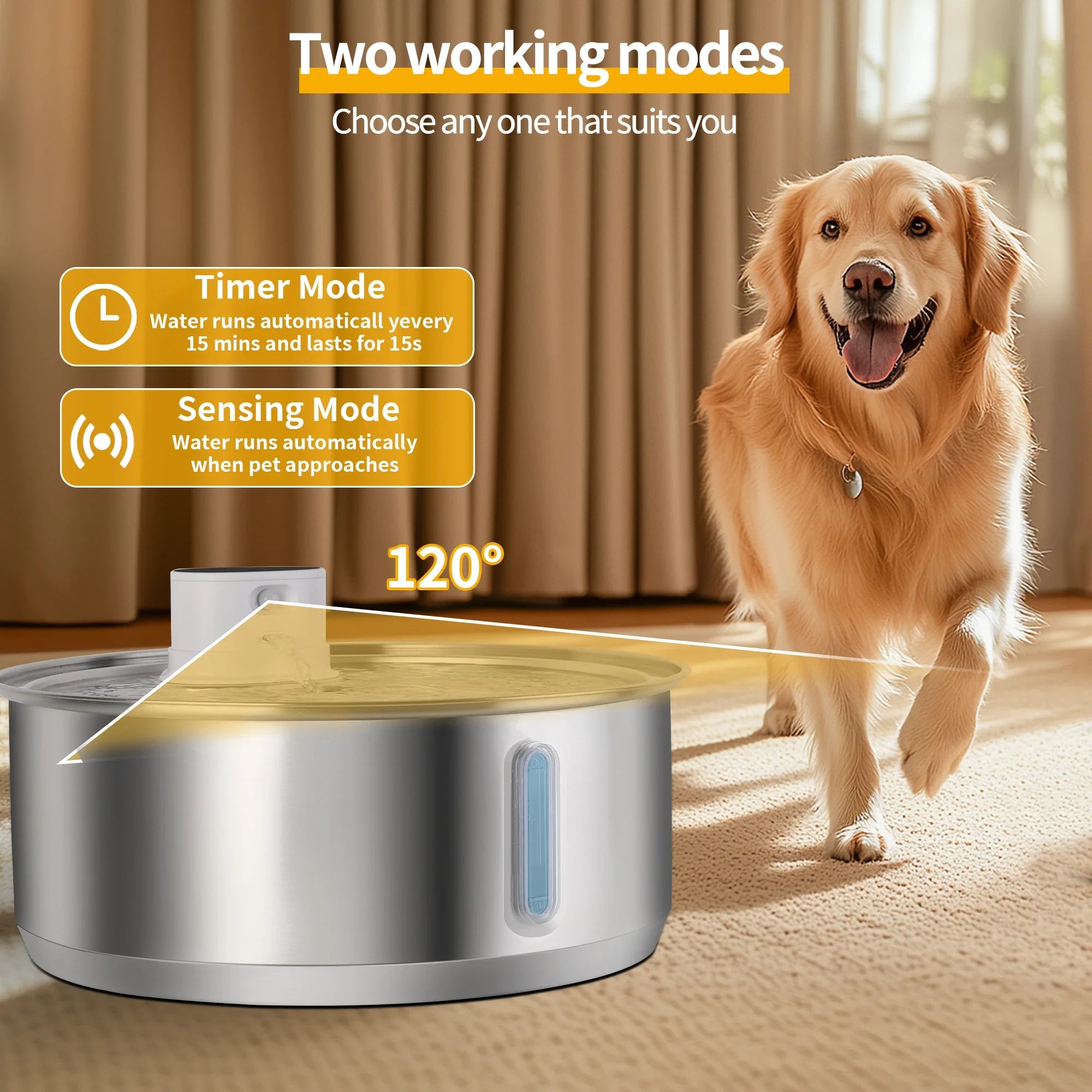FUENTE DE AGUA AUTOMÁTICA  PETAVISTA DE ACERO INOXIDABLE PARA PERROS Y GATOS, 8L , 5000 MAH, INALÁMBRICA ,CON BATERÍA Y SENSOR , DISPENSADOR 2 EN 1.