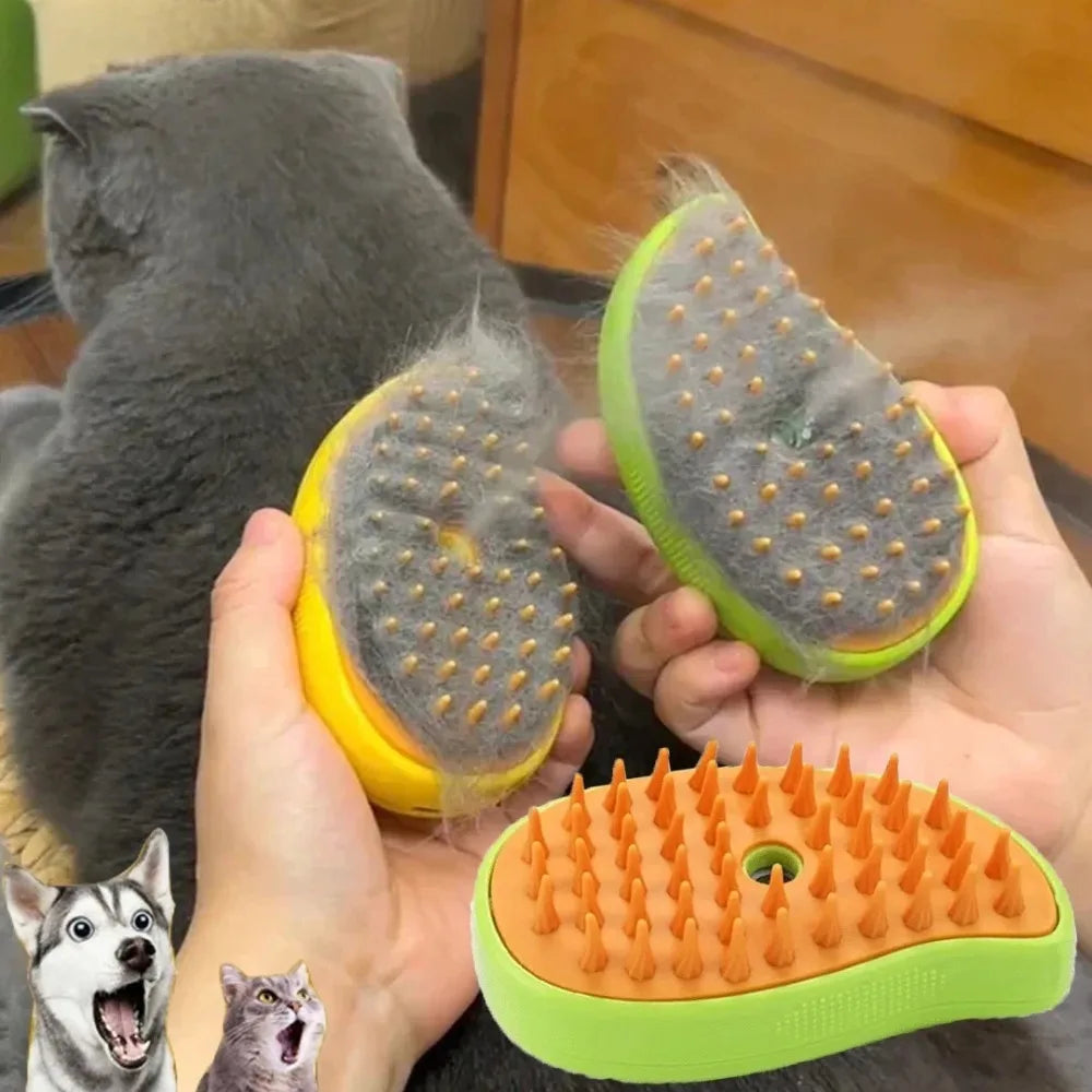 Cepillo de vapor para perros y gatos, pulverizador eléctrico para masaje, herramienta de aseo para mascotas, 3 en 1 Spray eléctrico, peines de masaje - Electric steam brush for dogs and cats, 3-in-1 tool