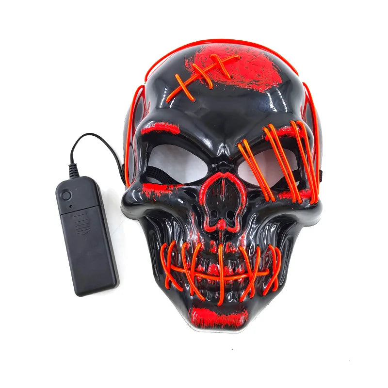 Máscara de calavera de Halloween con nuevo diseño, esqueleto de terror, luminosa, LED, para decoración de Halloween, para niños y niñas.